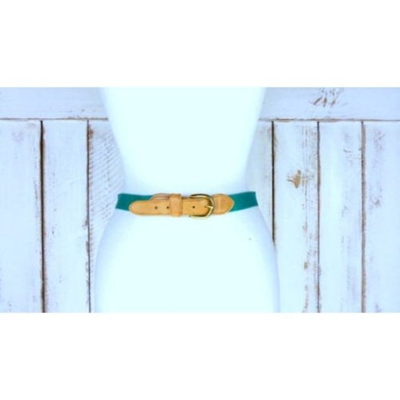 Accessories - Vintage green canvas leather belt brass buckle chord belt Charter Club belt